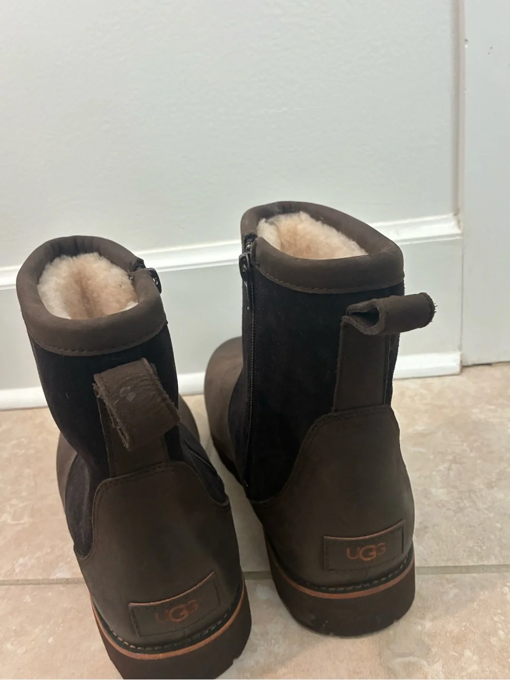 UGG Men's Brown Suede Shearling Ankle Boots